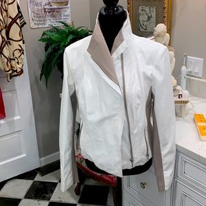 Never worn INC faux leather M bomber jacket